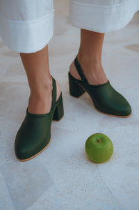 Savage Leather Slingback Heels