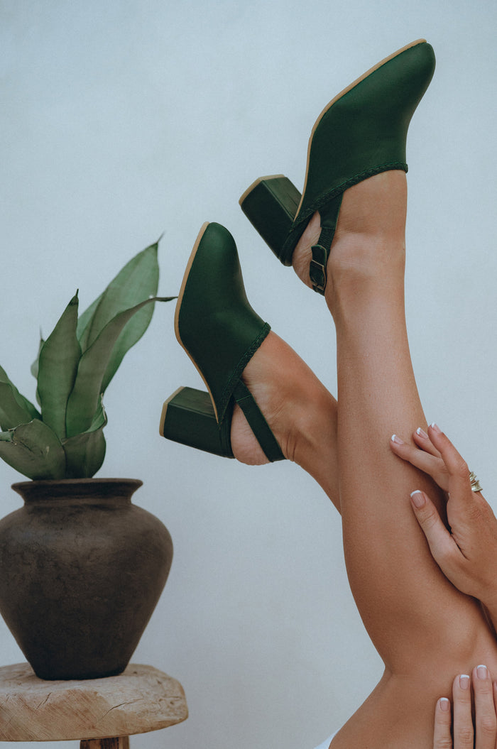 Savage Leather Slingback Heels