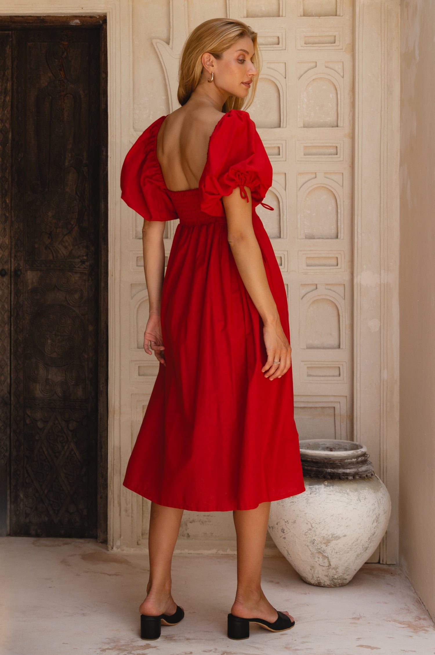 Atrani. Puff Sleeve Linen Dress – Bali Lane