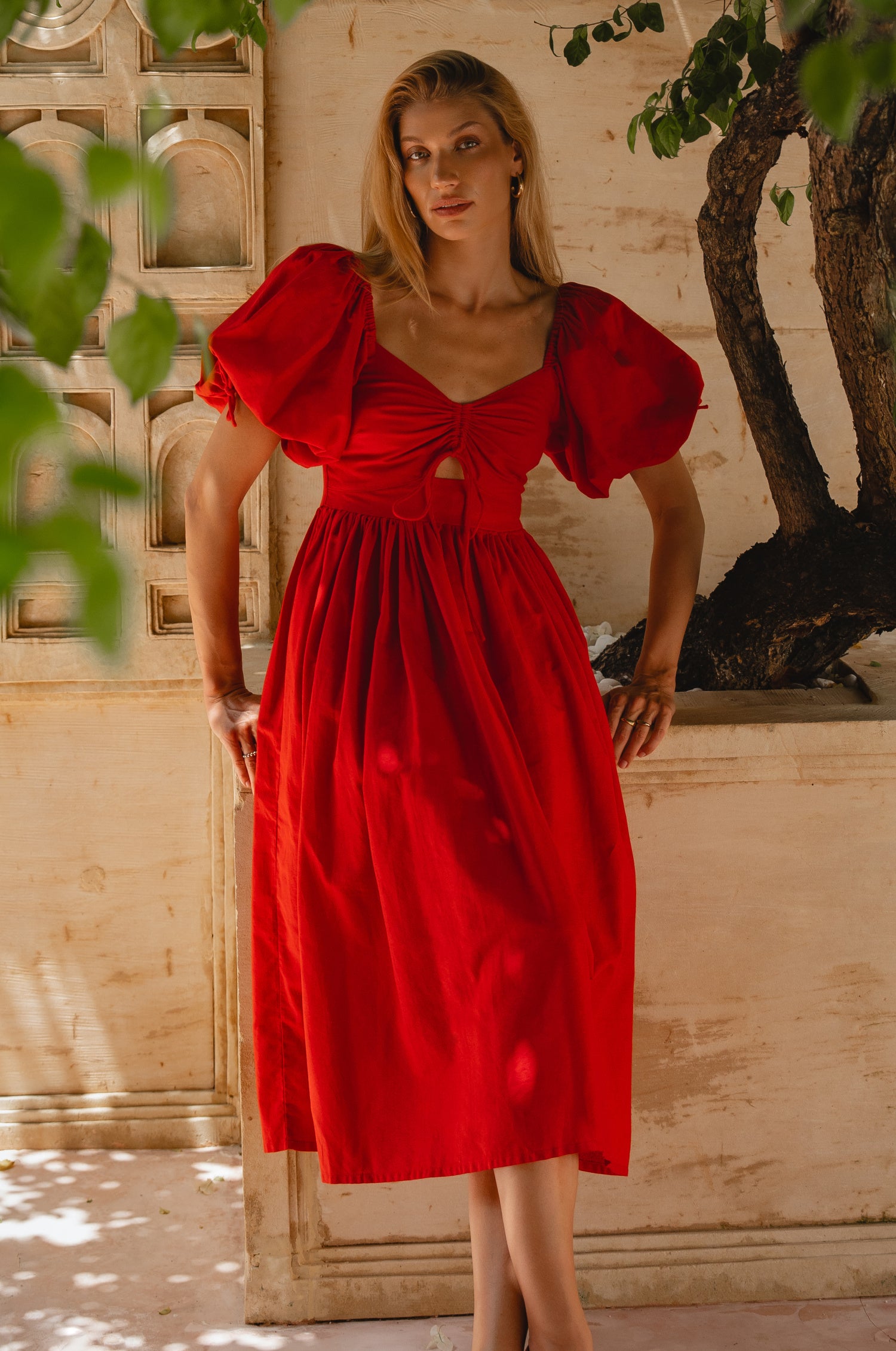 Atrani. Puff Sleeve Linen Dress – Bali Lane