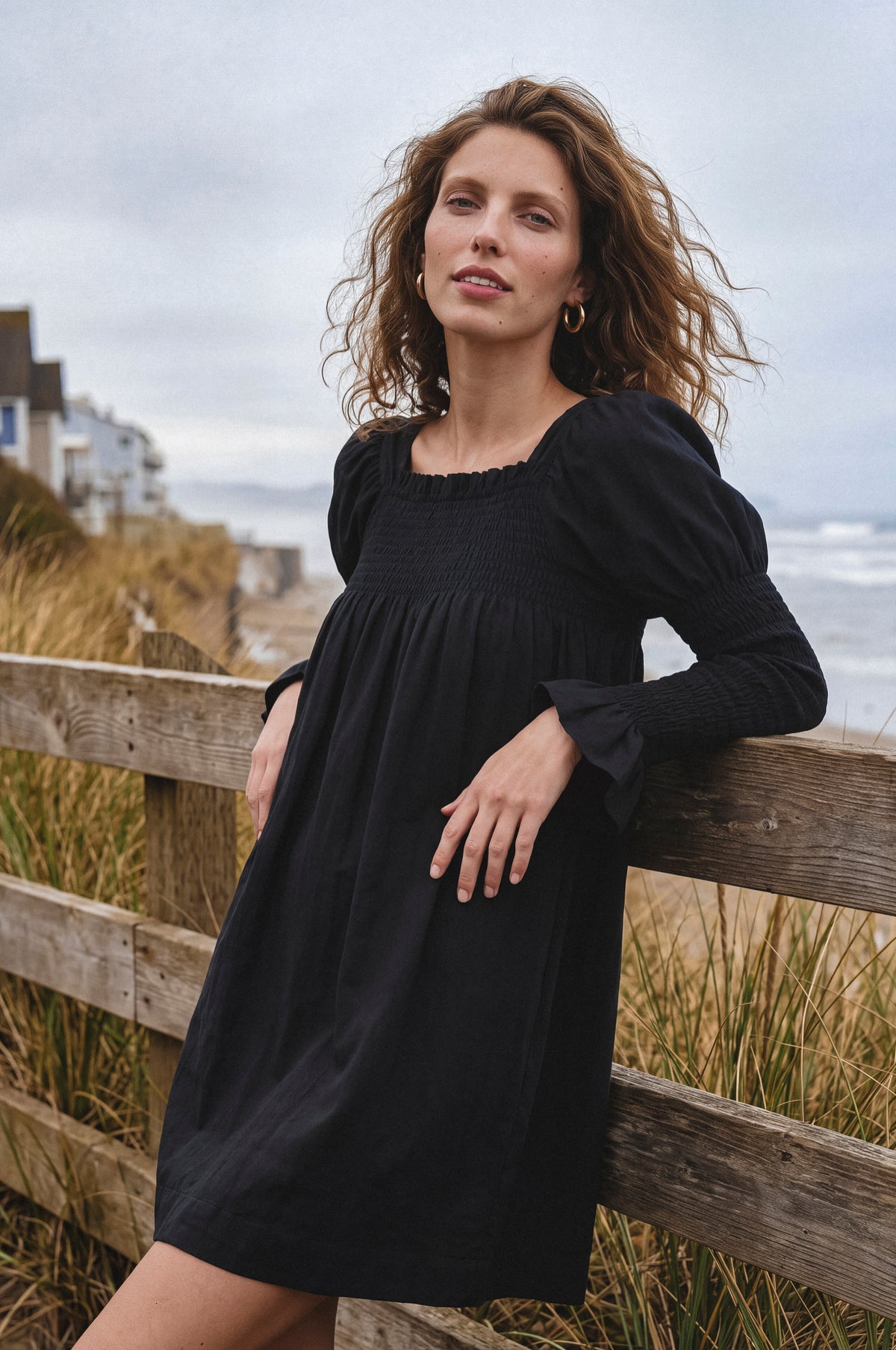 Biarritz Smocked Mini Linen Dress