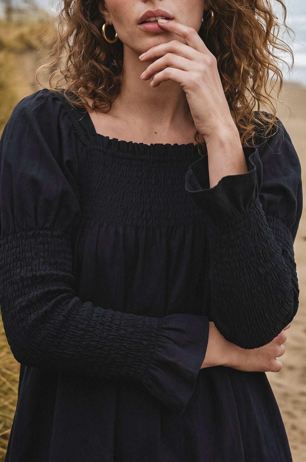 Biarritz Smocked Mini Linen Dress