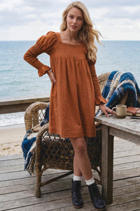 Biarritz Smocked Mini Linen Dress