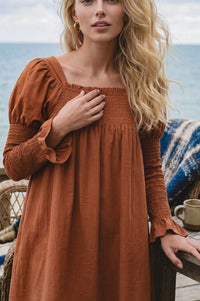 Biarritz Smocked Mini Linen Dress
