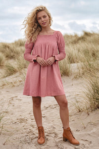 Biarritz Smocked Mini Linen Dress