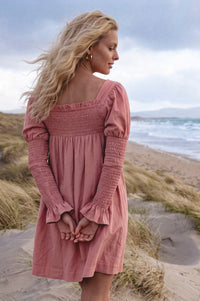 Biarritz Smocked Mini Linen Dress