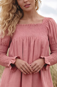 Biarritz Smocked Mini Linen Dress