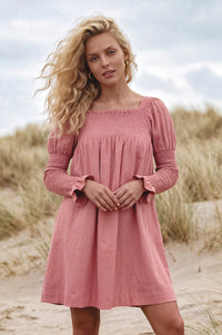 Biarritz Smocked Mini Linen Dress