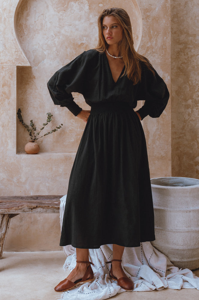 Carla Long Sleeve Linen Dress