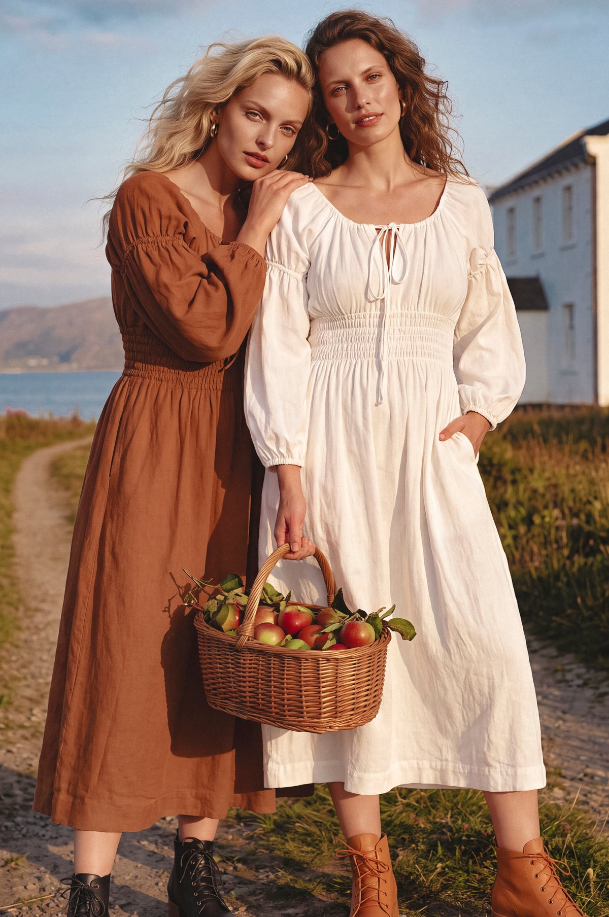Cassis Smocked Midi Linen Dress