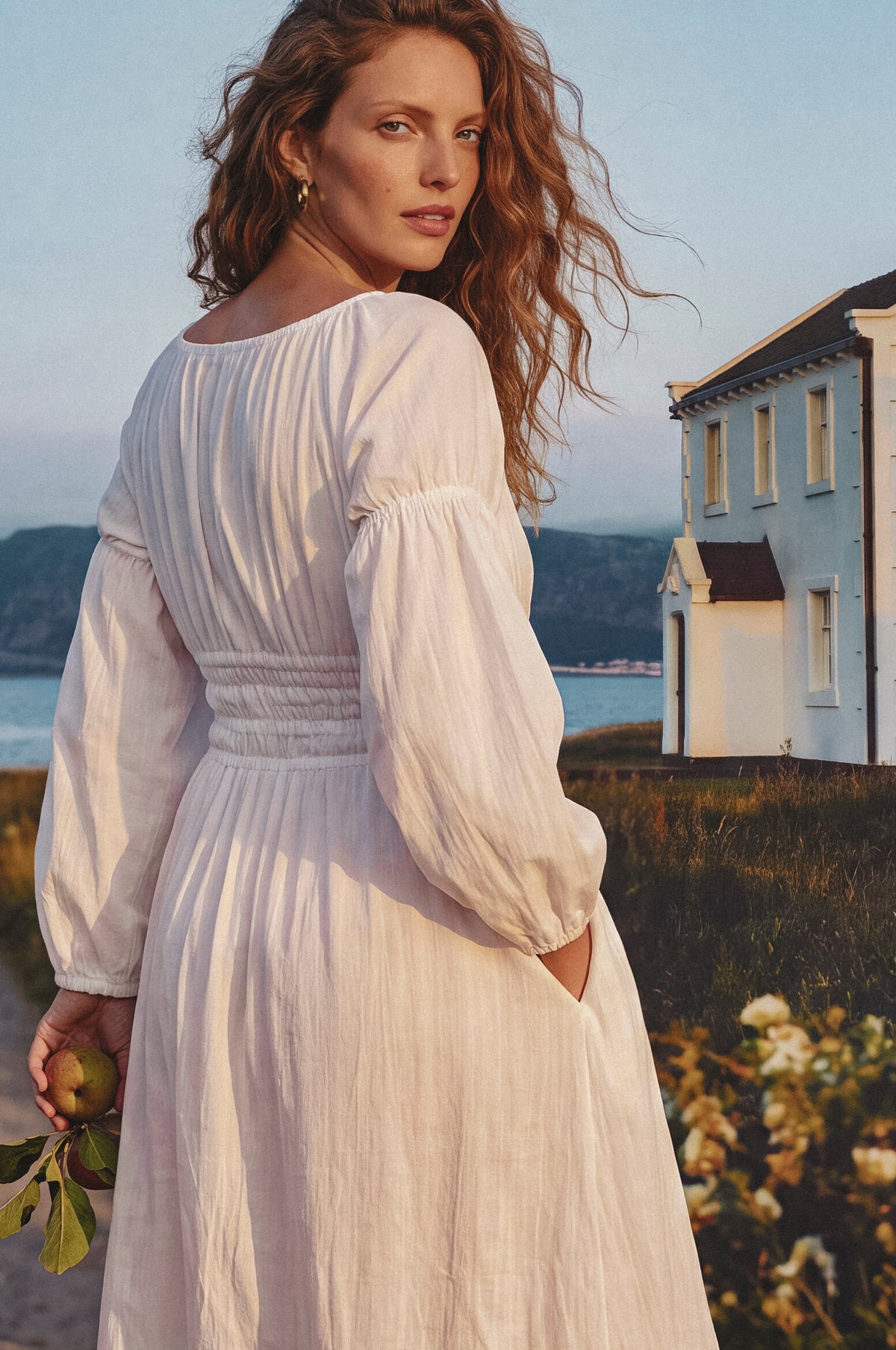 Cassis Smocked Midi Linen Dress