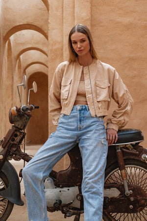 
                  
                    Denver Linen Bomber Jacket
                  
                