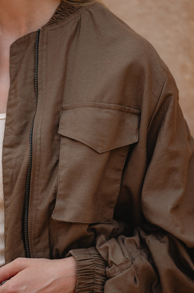 
                  
                    Denver Linen Bomber Jacket
                  
                