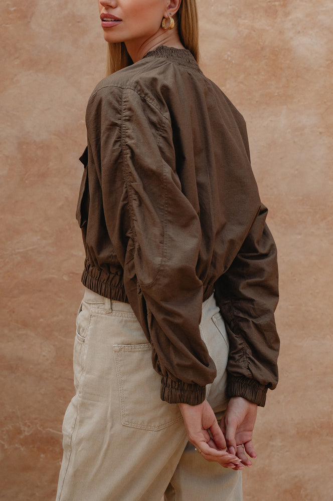 
                  
                    Denver Linen Bomber Jacket
                  
                