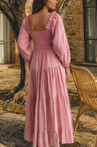 Evangeline Tiered Linen Midi Dress