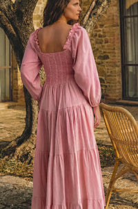 Evangeline Tiered Linen Midi Dress