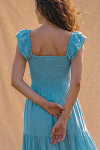 Giuseppina Smocked Linen Midi Dress