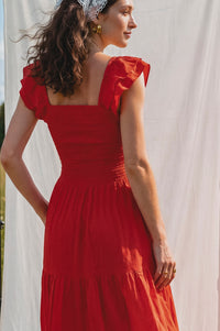 Giuseppina Smocked Linen Midi Dress