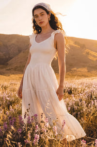 Giuseppina Smocked Linen Midi Dress