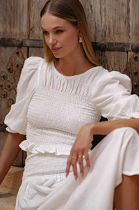 Jaffa Smocked Linen Top
