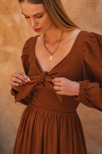 Narcisa Puff Sleeve Linen Dress