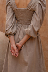 Narcisa Puff Sleeve Linen Dress