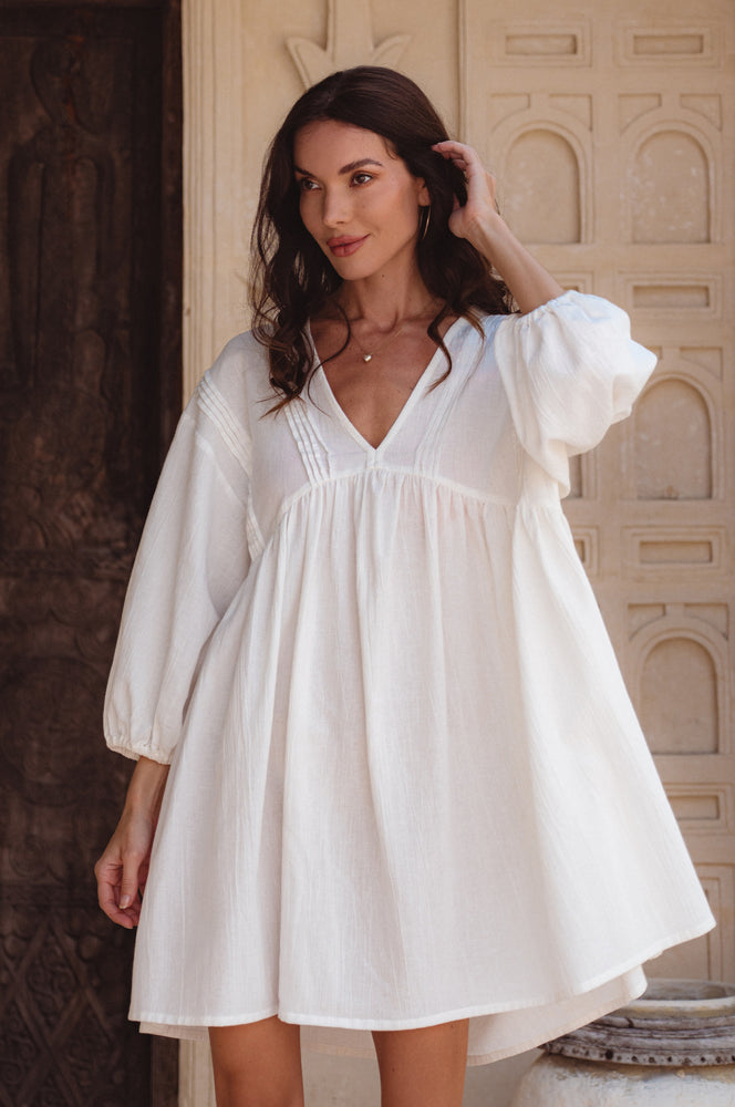 
                  
                    Palmira Handcrafted Linen Mini Dress
                  
                