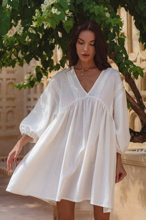 
                  
                    Palmira Handcrafted Linen Mini Dress
                  
                