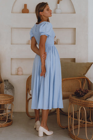 
                  
                    Sophie Smocked Linen Midi Dress
                  
                