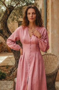 Toscana Button Down Linen Dress