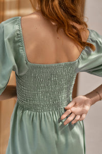 Almeria Smocked Midi Linen Dress