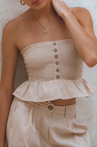 Laura Smocked Linen Top