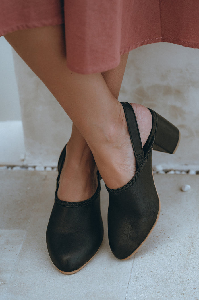 Savage Leather Slingback Heels