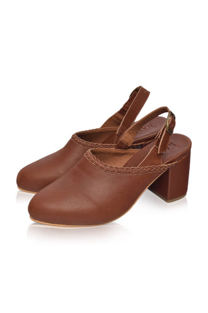 
                  
                    Savage Leather Slingback Heels
                  
                