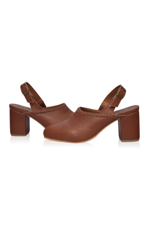 
                  
                    Savage Leather Slingback Heels
                  
                