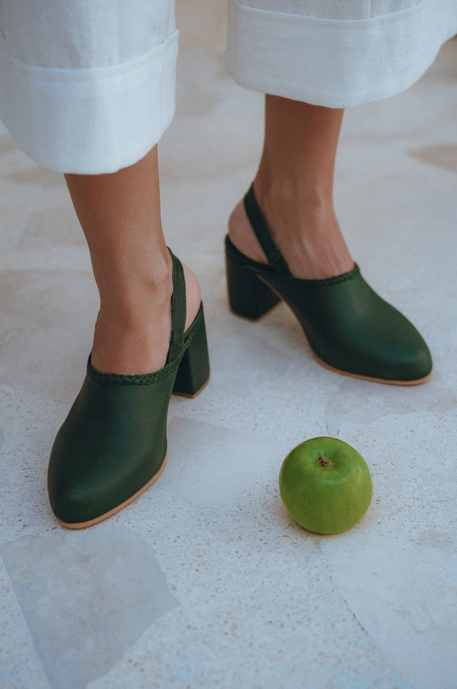 
                  
                    Savage Leather Slingback Heels
                  
                
