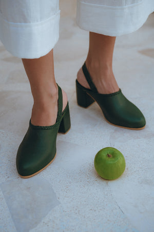 
                  
                    Savage Leather Slingback Heels
                  
                