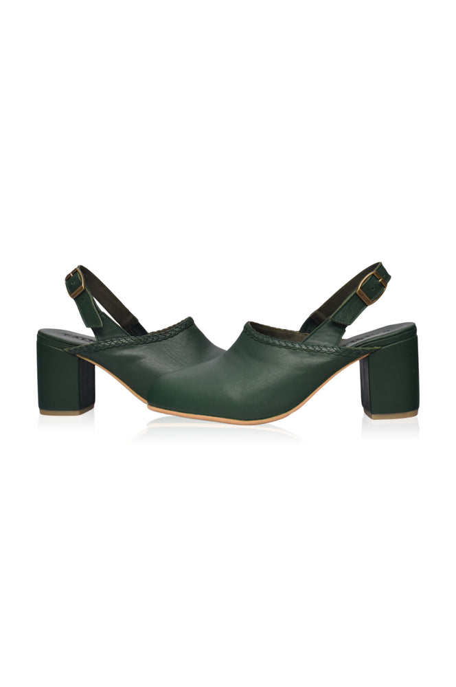 
                  
                    Savage Leather Slingback Heels
                  
                