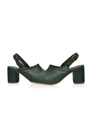
                  
                    Savage Leather Slingback Heels
                  
                